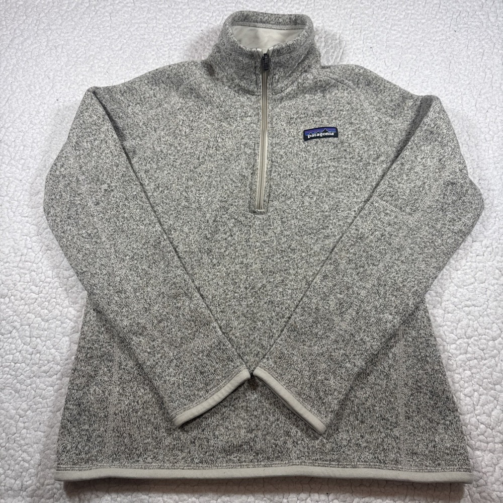 Patagonia Sweater Womens Small Beige Better Sweater 1/4 Zip Fleece Knit Pullover